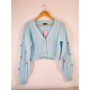 NWT Wild Fable blue knit cardigan junios size M